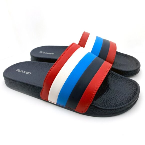 OLD NAVY Boy’s Faux-Leather Striped Slide Sandals Size 3/4 - NEW without Tags - Picture 1 of 9